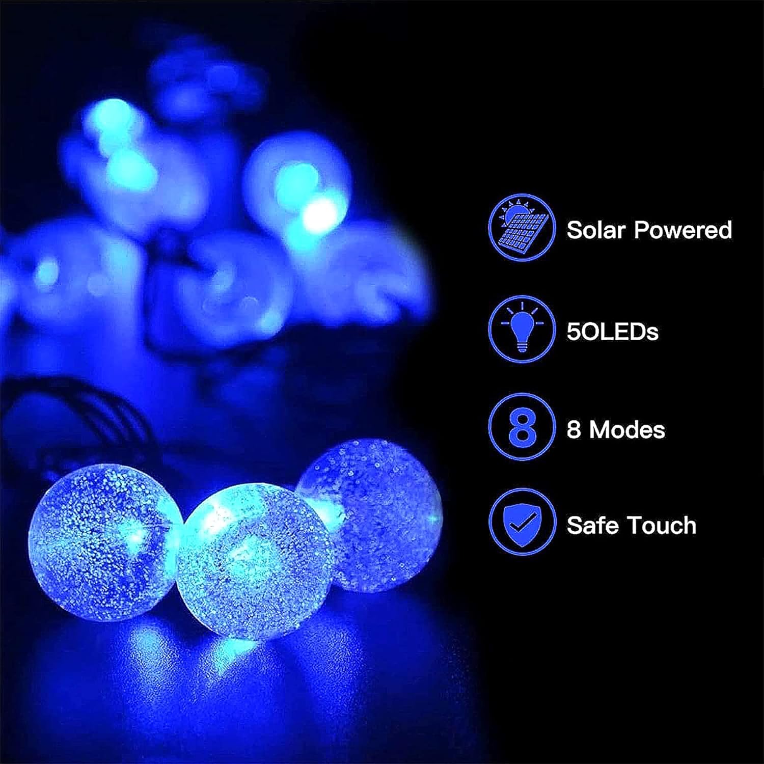 Thumbnail 5 de Guirnalda de luces solares impermeables para exteriores, 50 luces 🌟