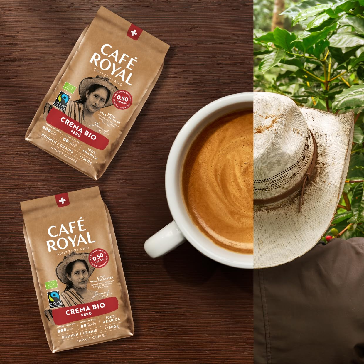 Detalle de Café Royal Bio Crema Peru – 100% Arabica, 500 g ganze Bohnen