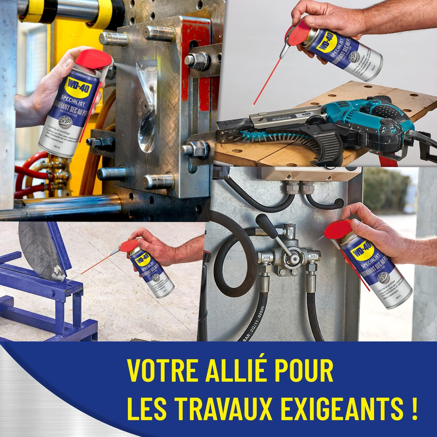 Detalle de WD-40 SPECIALIST Lubrifiant Sec, aérosol 400 ml — film sec qui n'attire pas les salissures