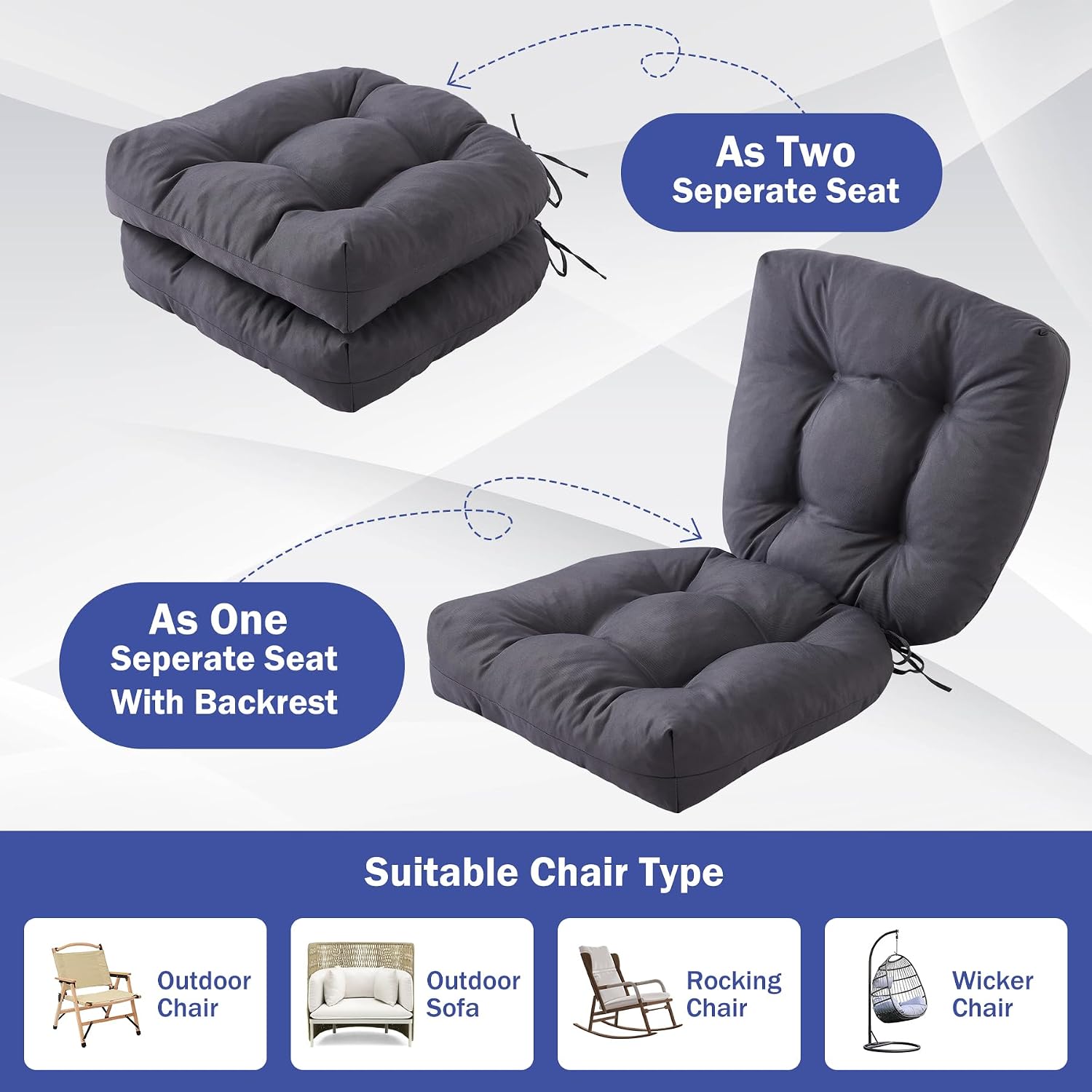 Detalle 2 de IPYNBAP Outdoor Chair Cushions 19x19+5”