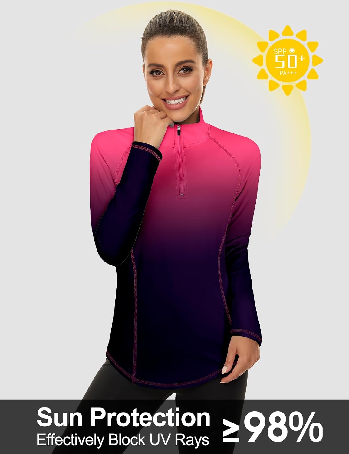Thumbnail 2 de Akiooue Womens Long Sleeve UPF 50+ 1/4 Zip Top