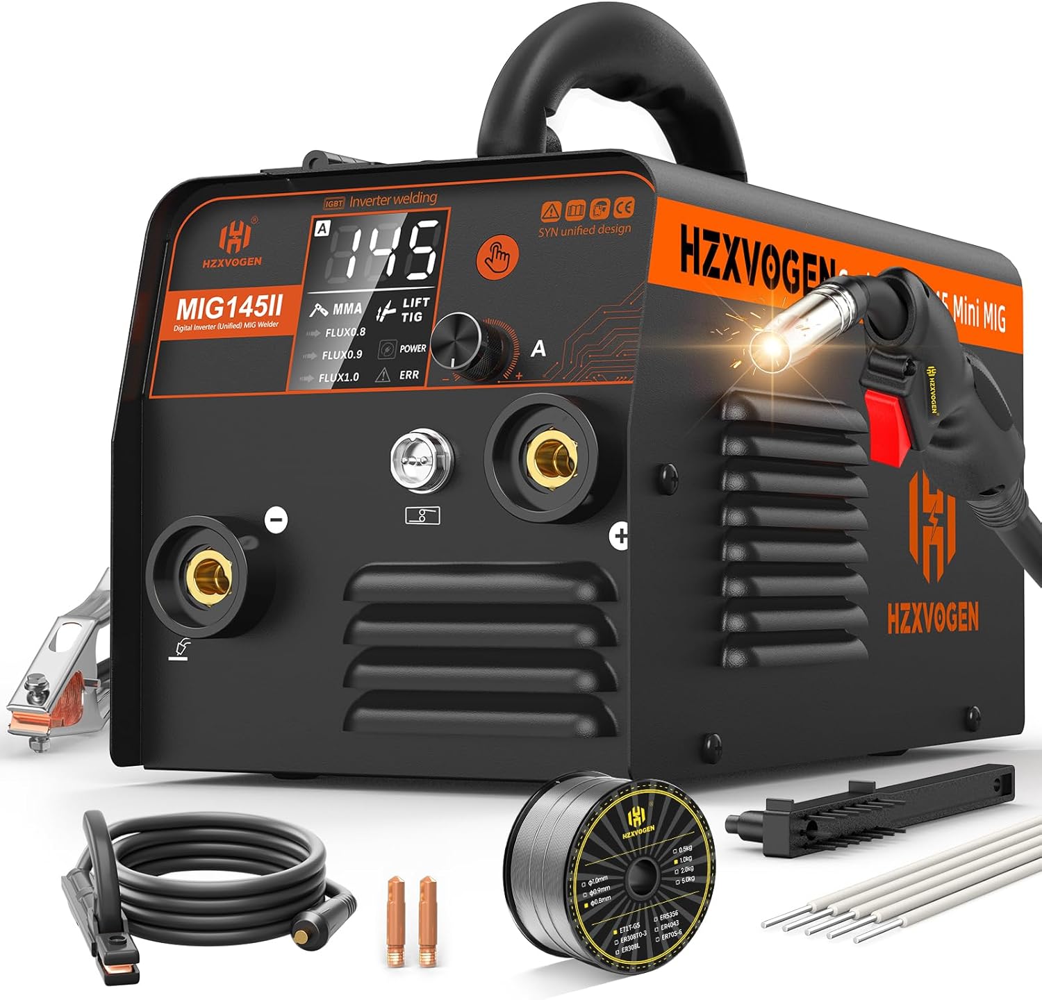 Detalle de H HZXVOGEN MIG145II 145A — Poste à souder 3 en 1 MIG/ARC/Lift TIG sans gaz, 230V