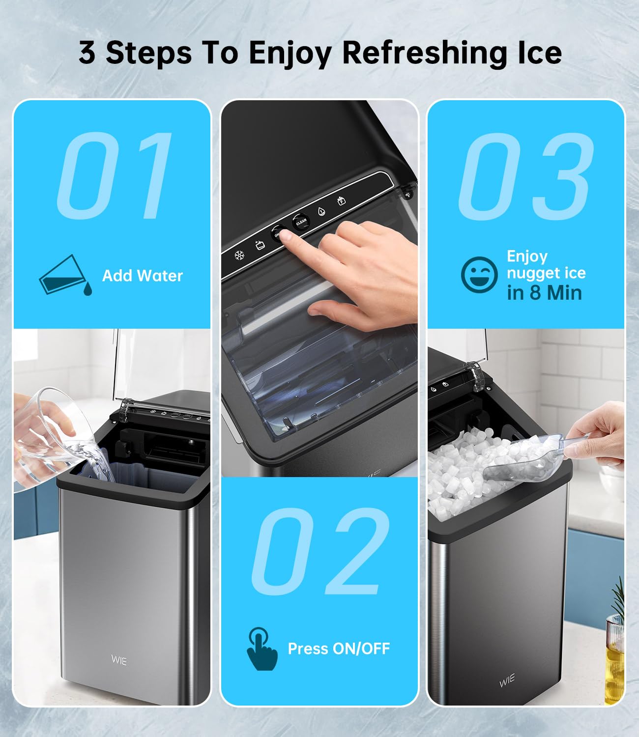 Thumbnail 6 de WIE WI40USN-B015S-OB-HG-OV Nugget Ice Maker, 40 lb Daily Output