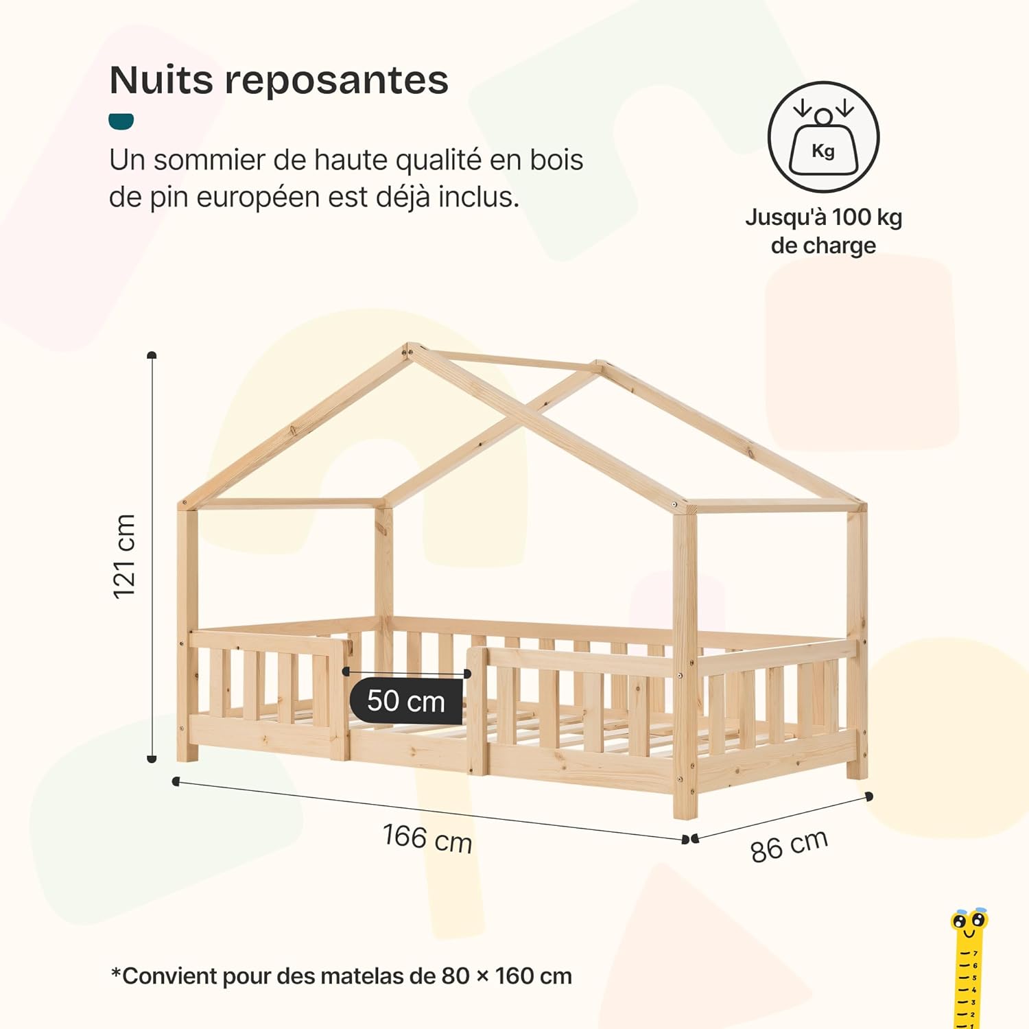 Thumbnail 1 de [en.casa] Lit enfant 160 x 80 cm