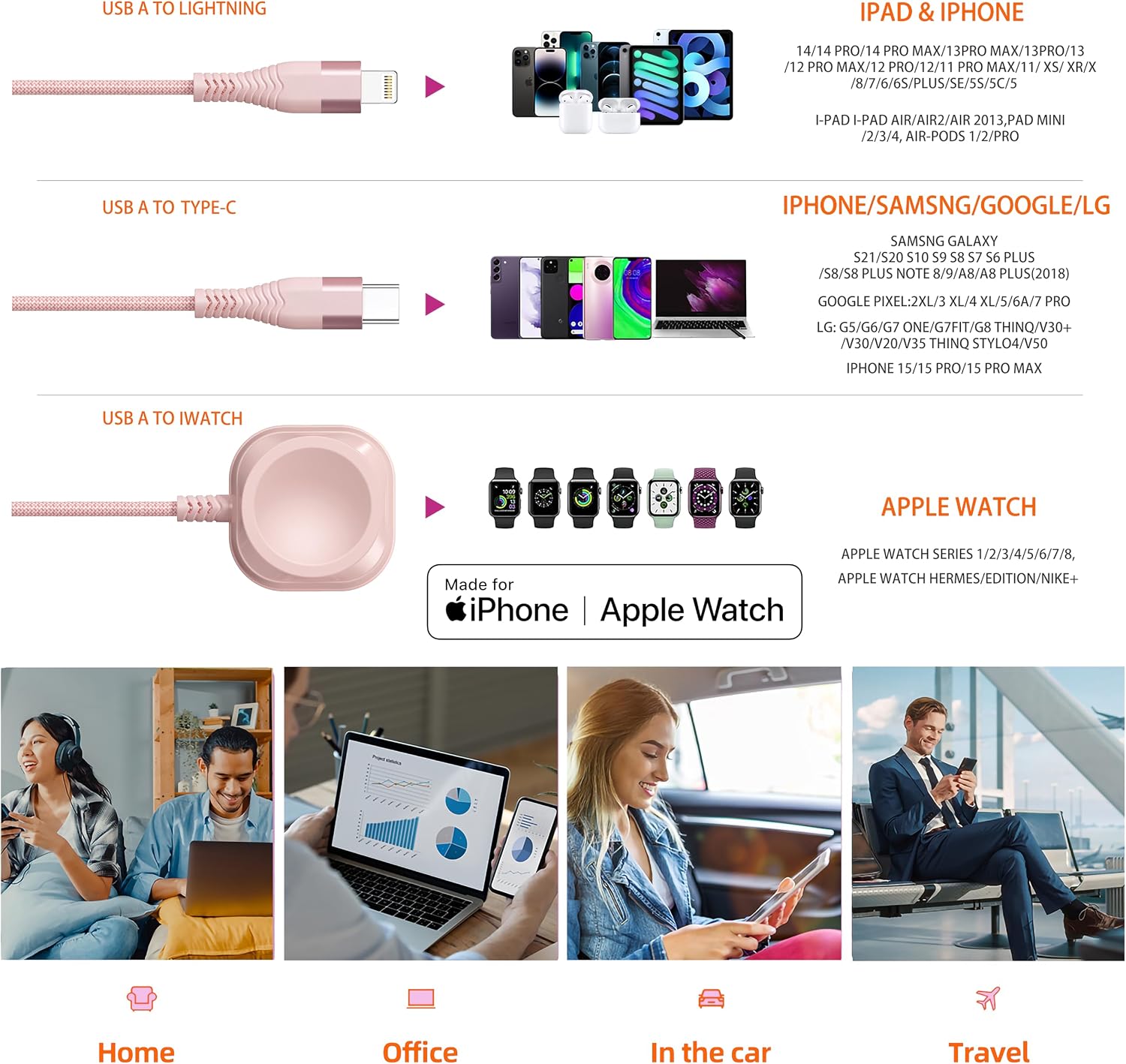 Thumbnail 5 de Apple 3‑in‑1 Magnetic Charging Cable 6FT