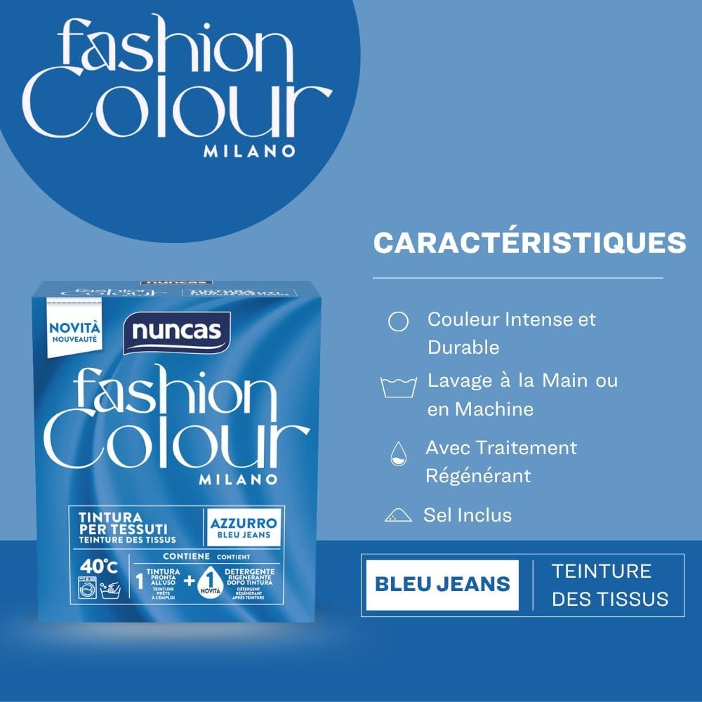 Thumbnail 2 de Nuncas Fashion Colour Milano – Bleu Jeans – Kit de teinture textile prêt à l’emploi (avec lessive post-traitement)