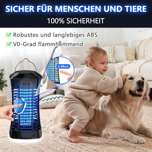 Detalle 2 de Loowoko Mückenlampe 4200V – effektiver, chemiefreier Insektenvernichter für Innen & Überdachte Außenbereiche