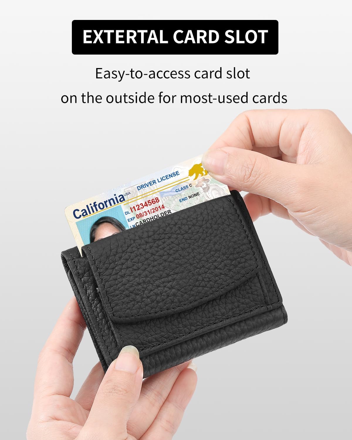 Detalle 2 de Karmiir Portafoglio RFID piccolo in pelle per donne – nero