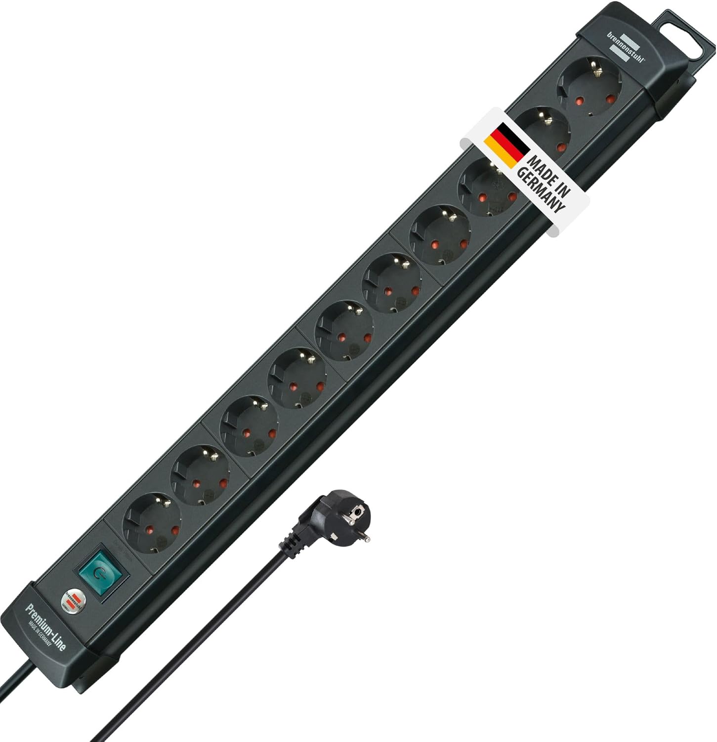 Detalle de Brennenstuhl Premium-Line 10-Fach Steckdosenleiste, 3 m – robust, fahrbar und sicher