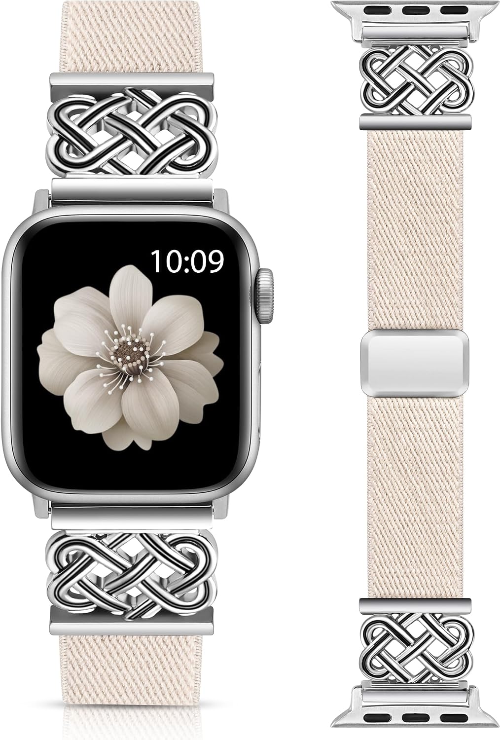 Detalle de Minyee Celtic Knot Stretchy Nylon Apple Watch Band with Magnetic Clasp