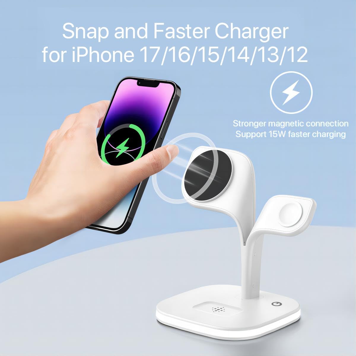 Detalle 2 de EXW 3 in 1 Magnetic Wireless Charging Station for iPhone
