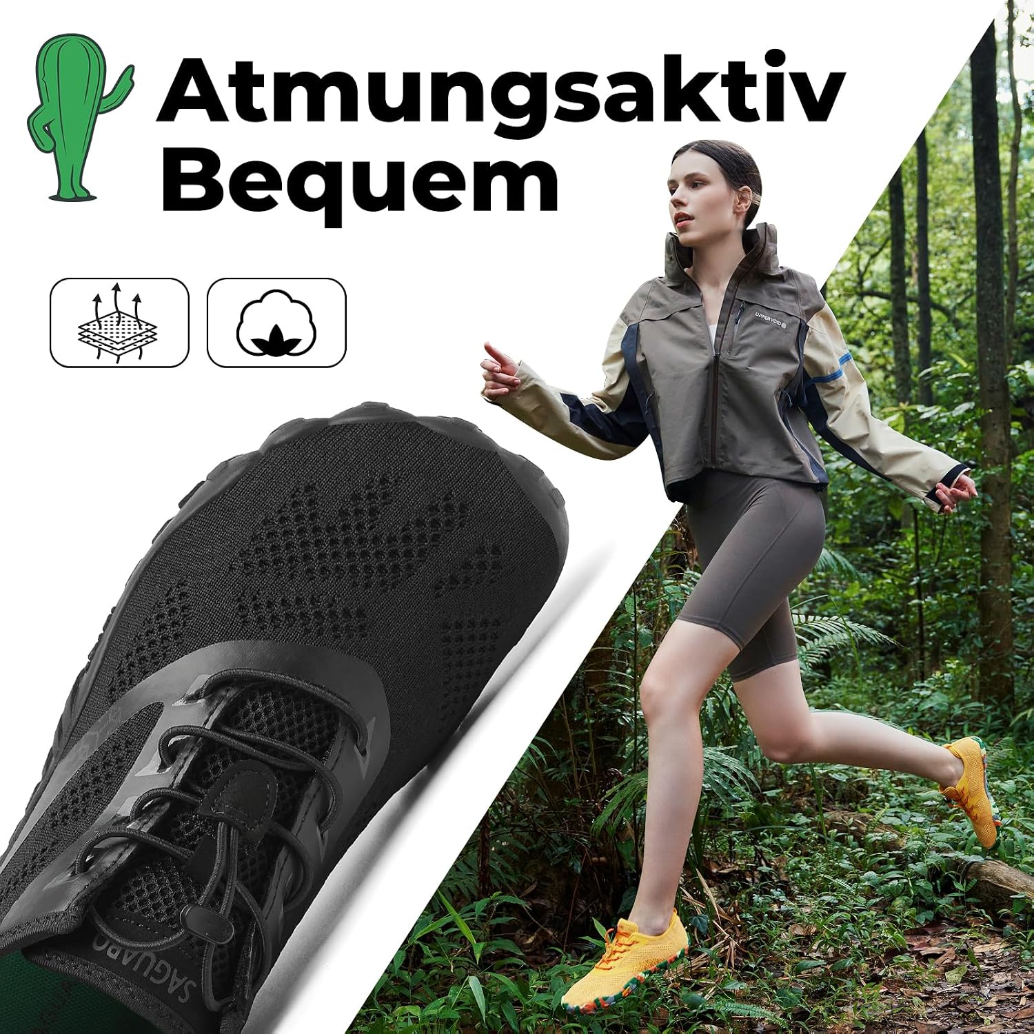 Detalle 2 de SAGUARO Unisex Barfußschuhe für Outdoor-Trail & Zehenschuhe mit Zero-Drop Sohle, Gr. 36–48