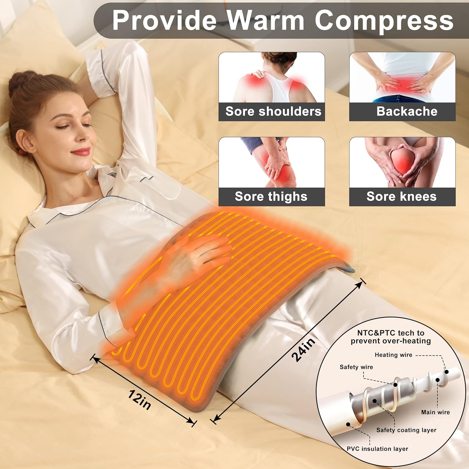 Detalle 2 de VANKADA TK-HP2412 Heating Pad, 24" x 12", 6 Heat Settings, 4 Timers