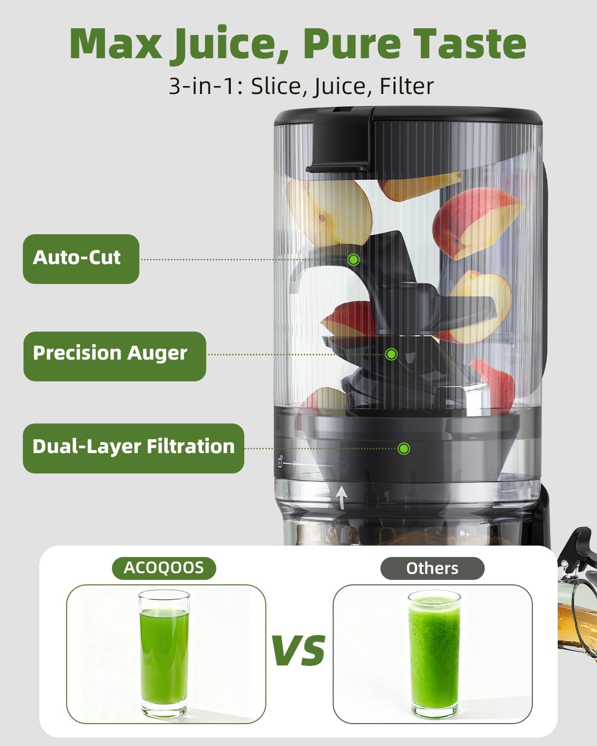 Thumbnail 2 de ACOQOOS Entsafter 1,8 L Einfüllschacht 135 mm 🍹