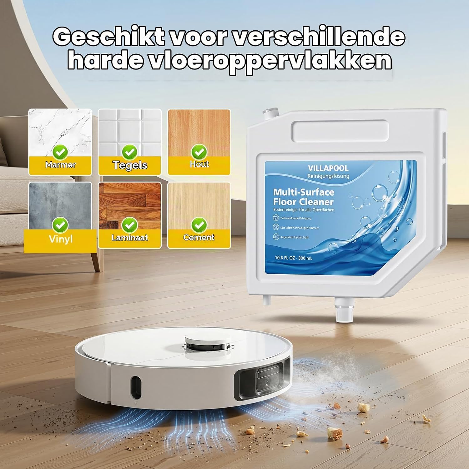 Detalle 2 de VILLAPOOL vloerreiniger 3 × 300 ml voor Dreame L10s Ultra en S10