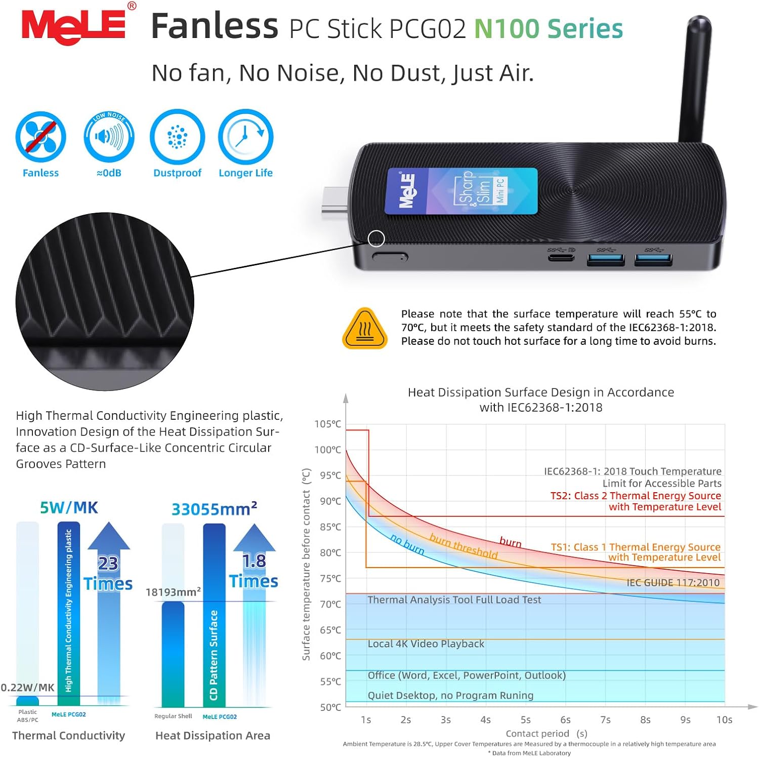 Thumbnail 6 de MeLE Fanless Mini PC Stick PCG02 (N100) — Thin, silent computing on the go