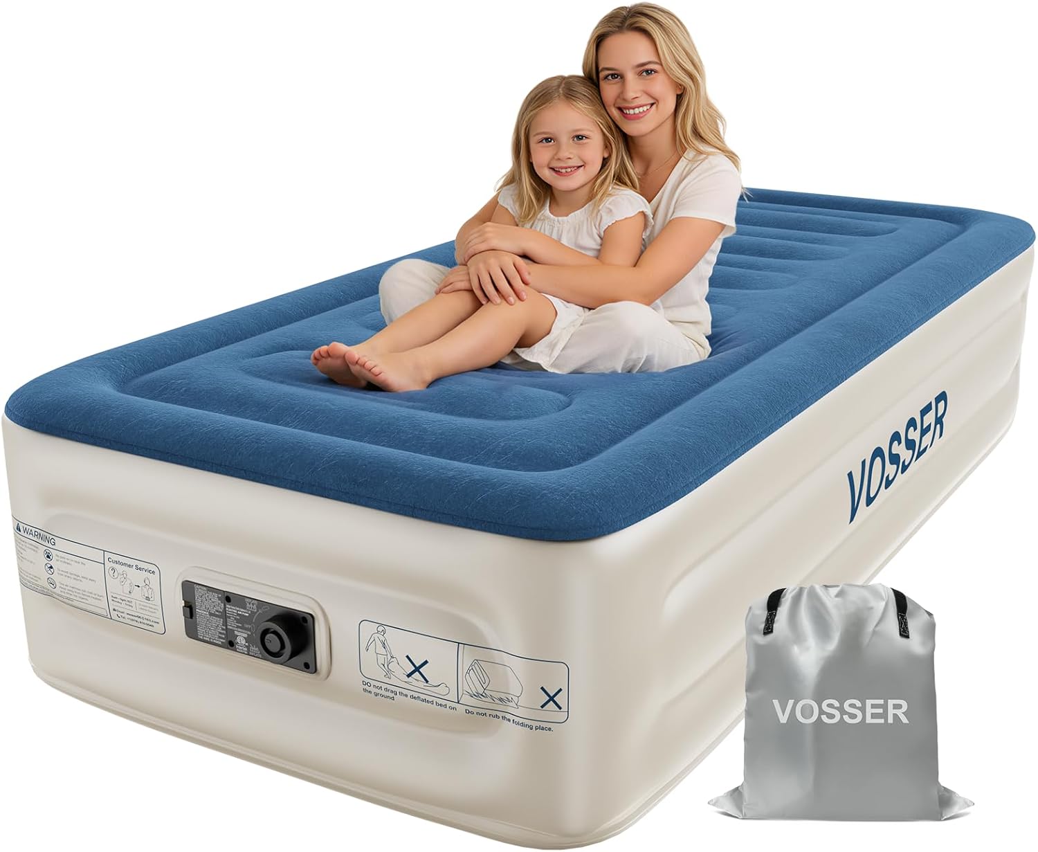 Detalle de VOSSER Twin Air Mattress with Built-in Pump ⚙