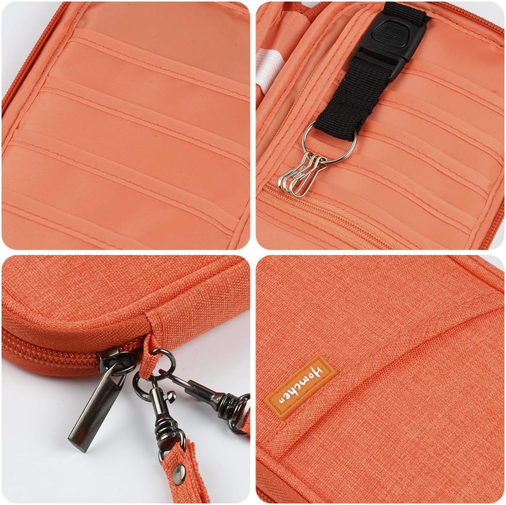 Detalle de homchen RFID Blocking Travel Passport Wallet Holder – Orange