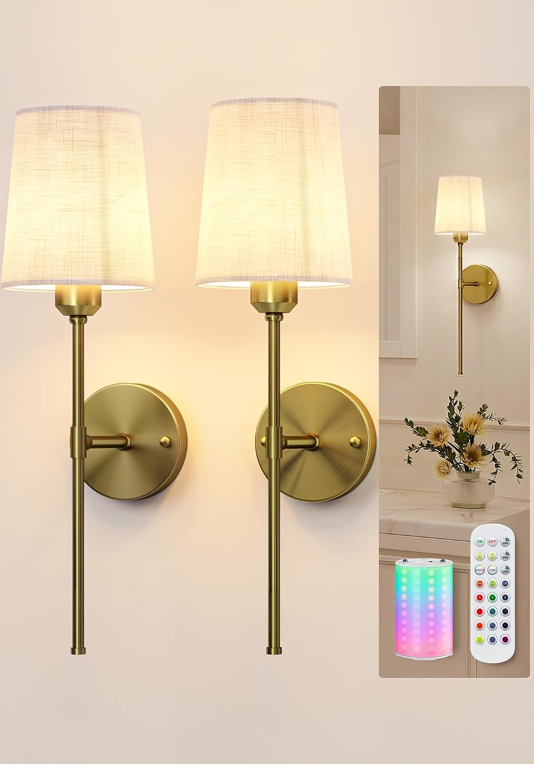 Detalle de EZVALO Rechargeable Wall Sconces 7500mAh