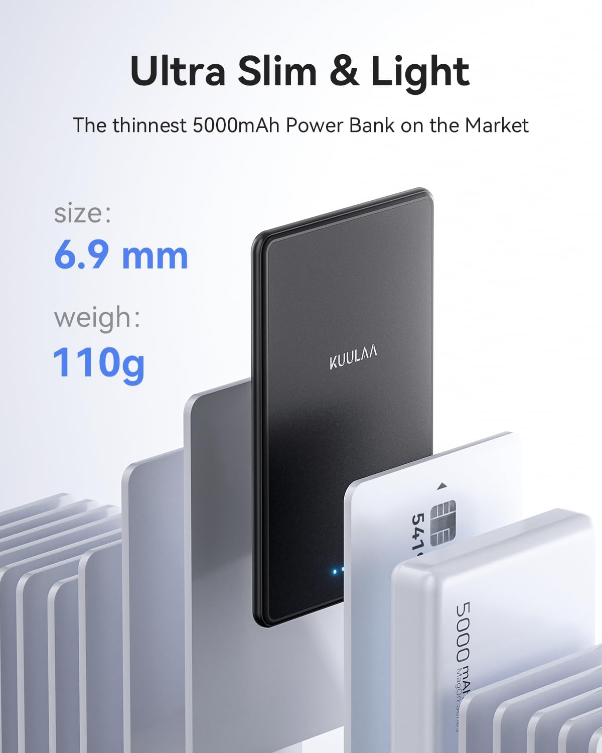 Detalle de Kuulaa Ultra Slim MagSafe-powerbank 5000 mAh, 6,9 mm en USB-C PD 20 W