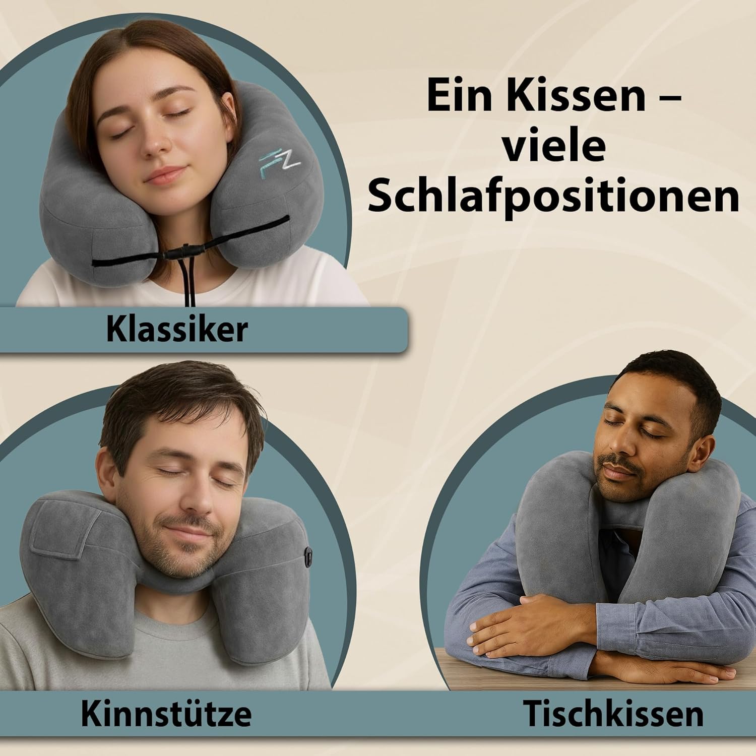 Detalle 2 de FLOWZOOM Air Nackenkissen Größe M Reisekissen ✈
