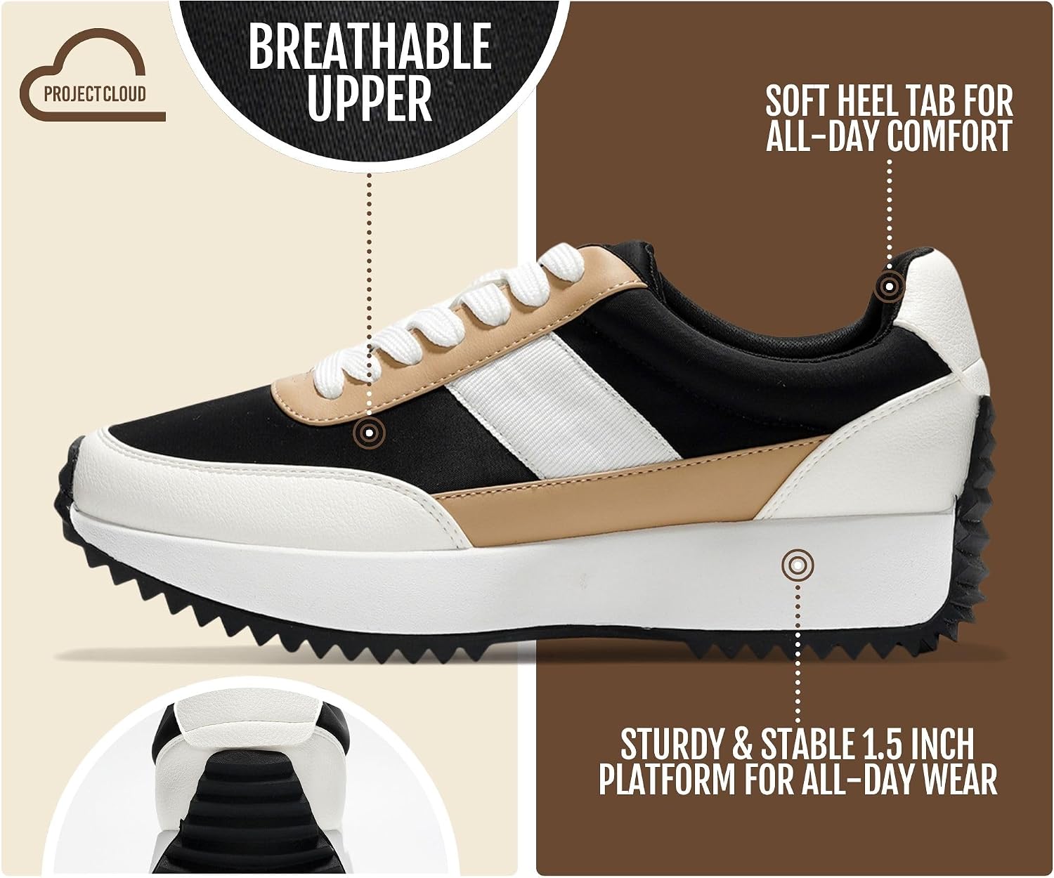 Detalle 1 de Project Cloud Womens Sneakers memory foam insole
