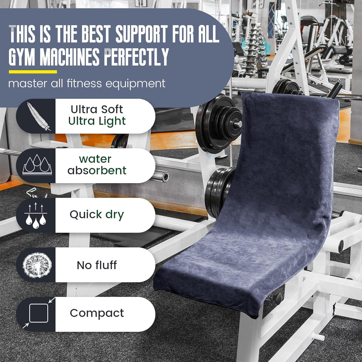 Detalle de Dunsoo Asciugamano Fitness I 120x50 cm: microfibra assorbente con tasca con zip per palestra