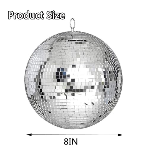 Thumbnail 6 de Alytimes Mirror Disco Ball - 8-Inch Silver Hanging Party Decoration