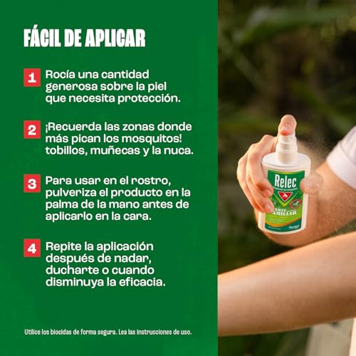 Detalle de Relec Familia Spray Antimosquitos 100 ml: protección duradera para toda la familia