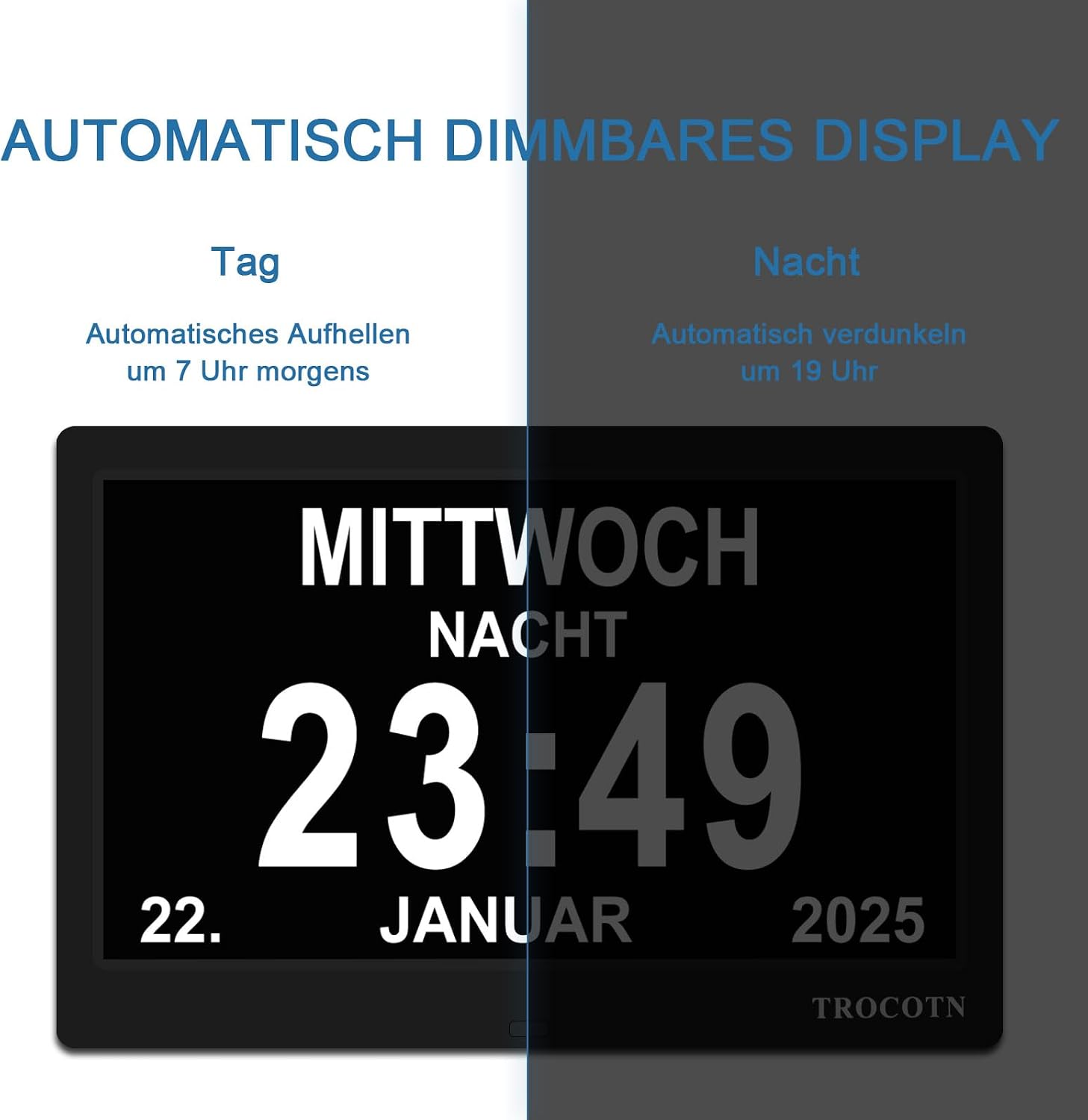 Detalle de TROCOTN 10 Zoll Demenz Uhr mit Großdisplay
