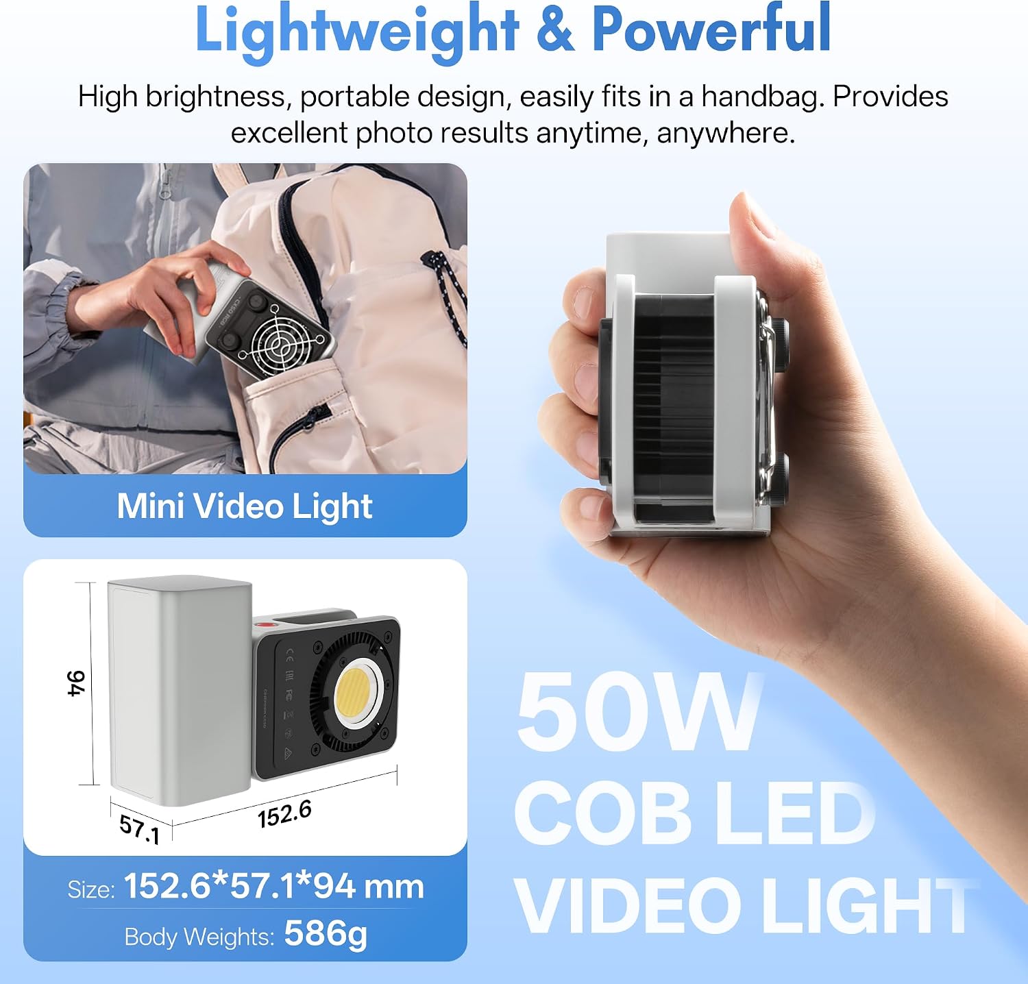 Thumbnail 1 de ZHIYUN CINEPEER CX50 50W Video Light with Battery – Portable Bi-Colour LED for On-the-Go Filming
