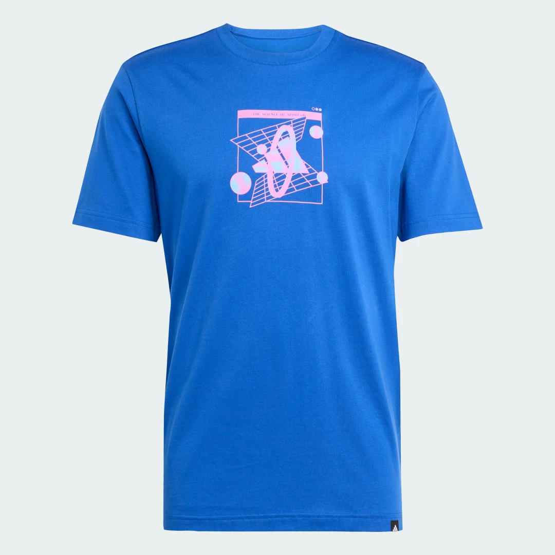 Detalle 2 de Adidas camiseta retro azul con diseño futurista