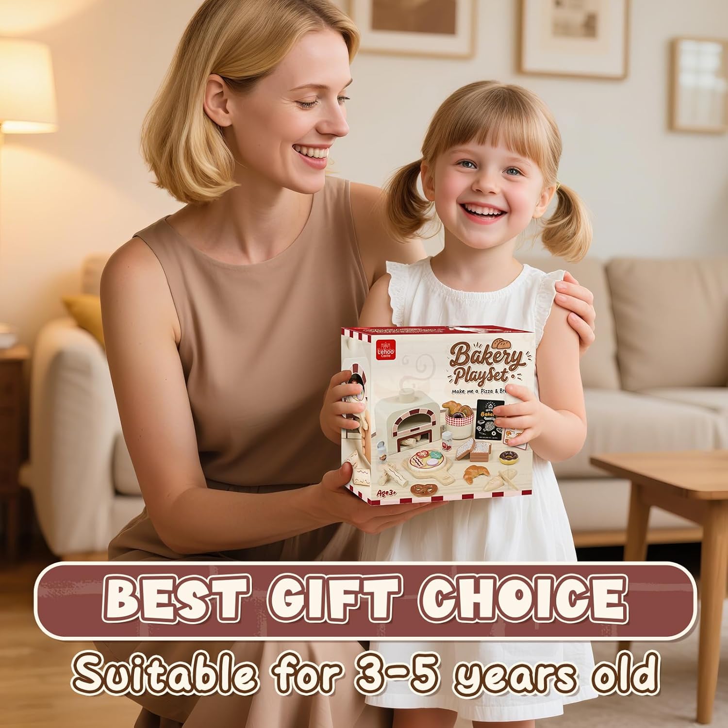 Thumbnail 6 de Lehoo Castle wooden play food baking set with pizza toys and Velcro cutting pieces