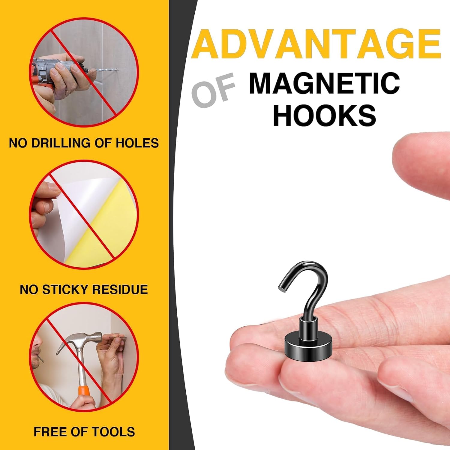 Thumbnail 1 de DIYMAG 6 Magnetic Hooks, 30-Pound Capacity, Neodymium and Steel