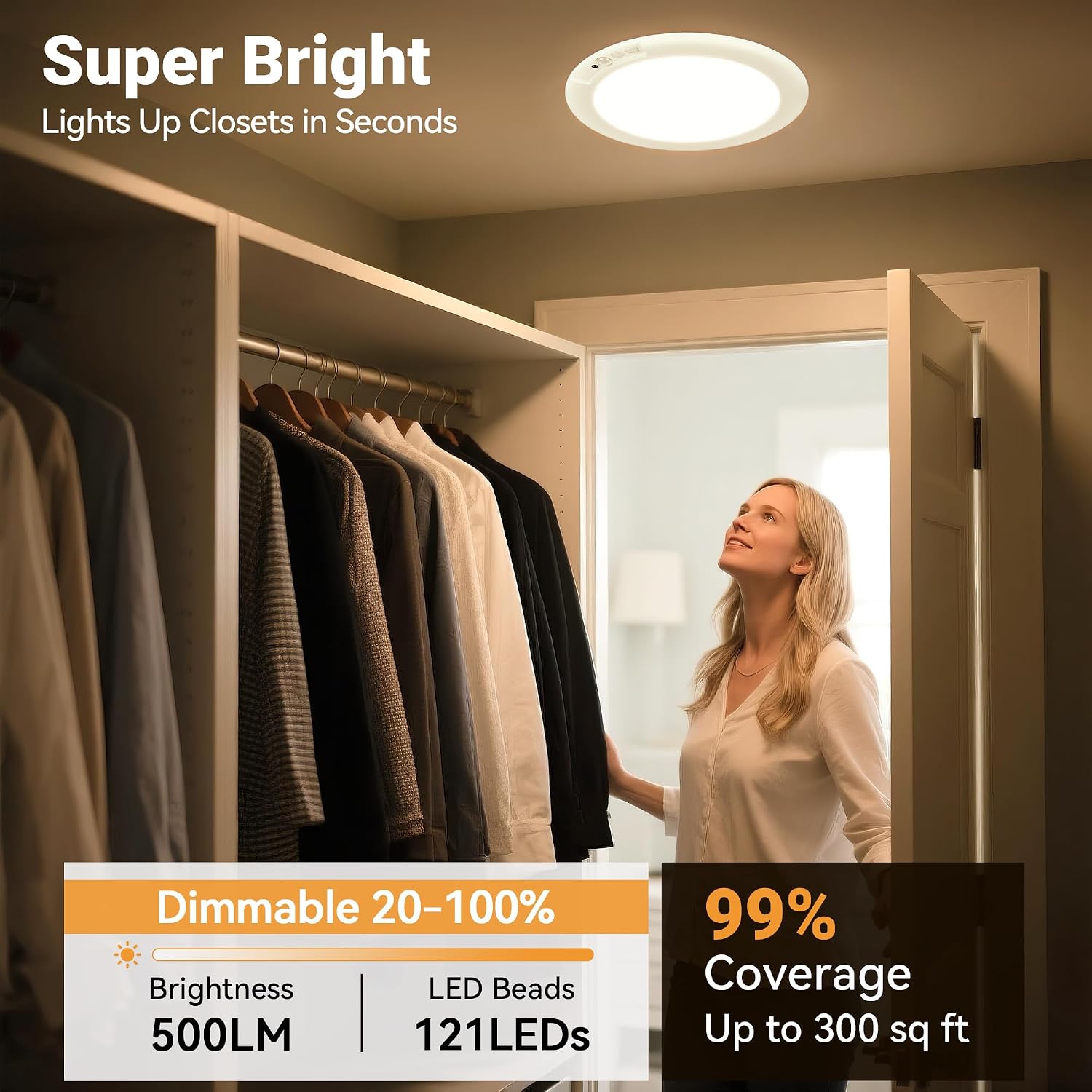 Detalle de Wireless Closet Lights Motion Sensor 1-Pack 🔆