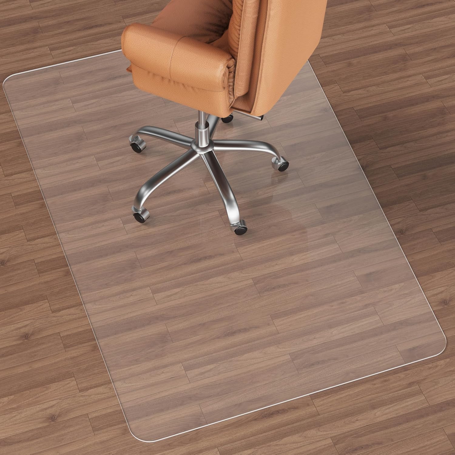 Detalle de NATRKE Clear Office Chair Mat for Hard Floor (Transparent, 122 x 76 cm) — anti-slip floor protector for wood and laminate