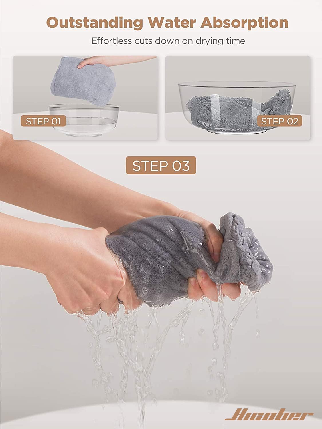 Thumbnail 6 de Hicober Microfiber Hair Towel Wrap 3-Pack
