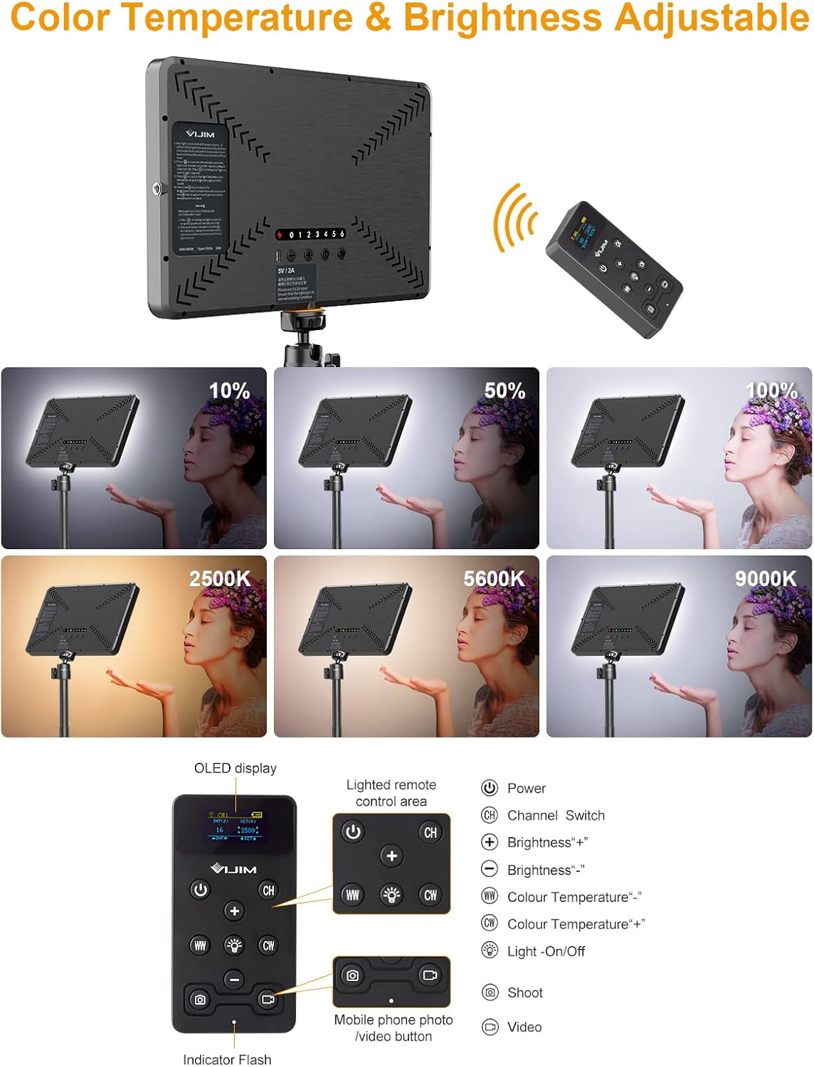 Detalle 2 de ULANZI K20 Key Light LED Video Light with Remote Control (11" panel, 2500K–9000K, dimmable)