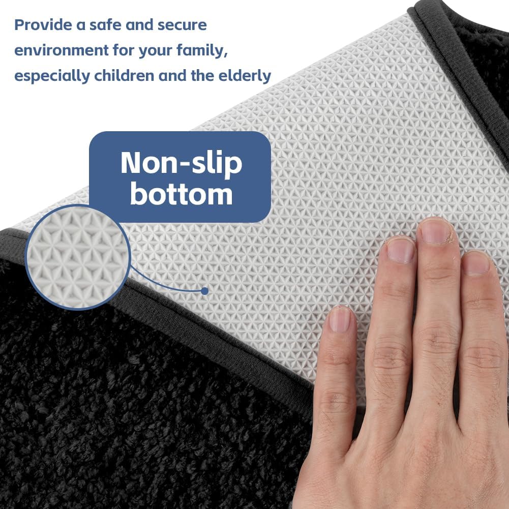 Detalle de AUAUY U-vormige toiletmat 50 x 40 cm, zwarte microvezel met antisliprug