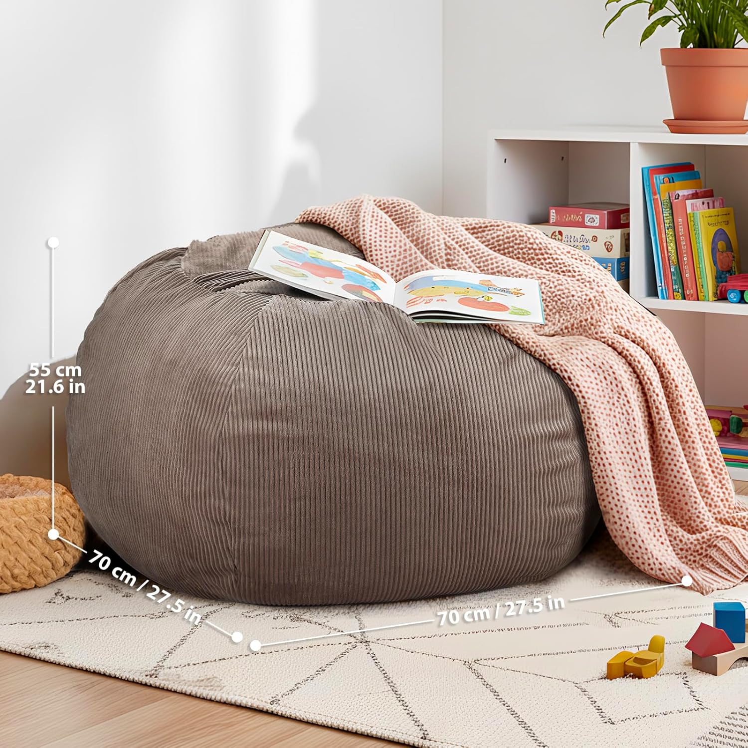 Thumbnail 2 de GAGAKU Pouf di peluche XXL 60x60 cm – fodera per riempire e organizzare giocattoli in cameretta