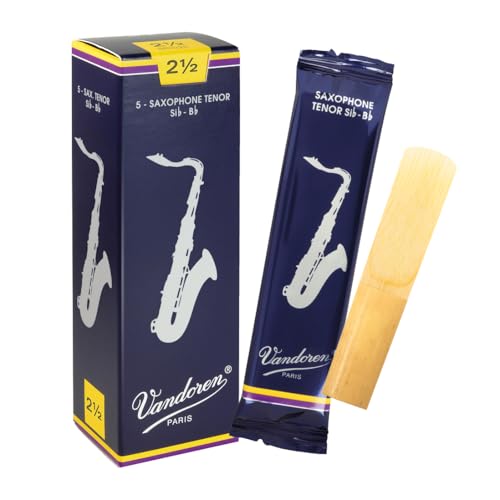 Detalle de Vandoren SR2225 n.2.5 – Caja de 5 cañas tradicional para saxofón tenor