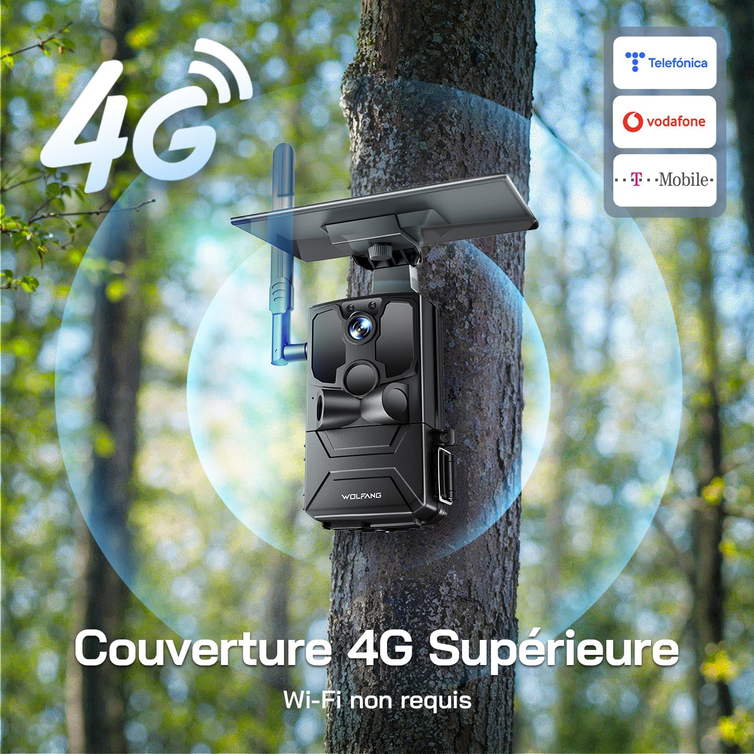 Thumbnail 1 de WOLFANG WT04 4G-wildcamera op zonne-energie, met 2,5K-livebeeld en IP66