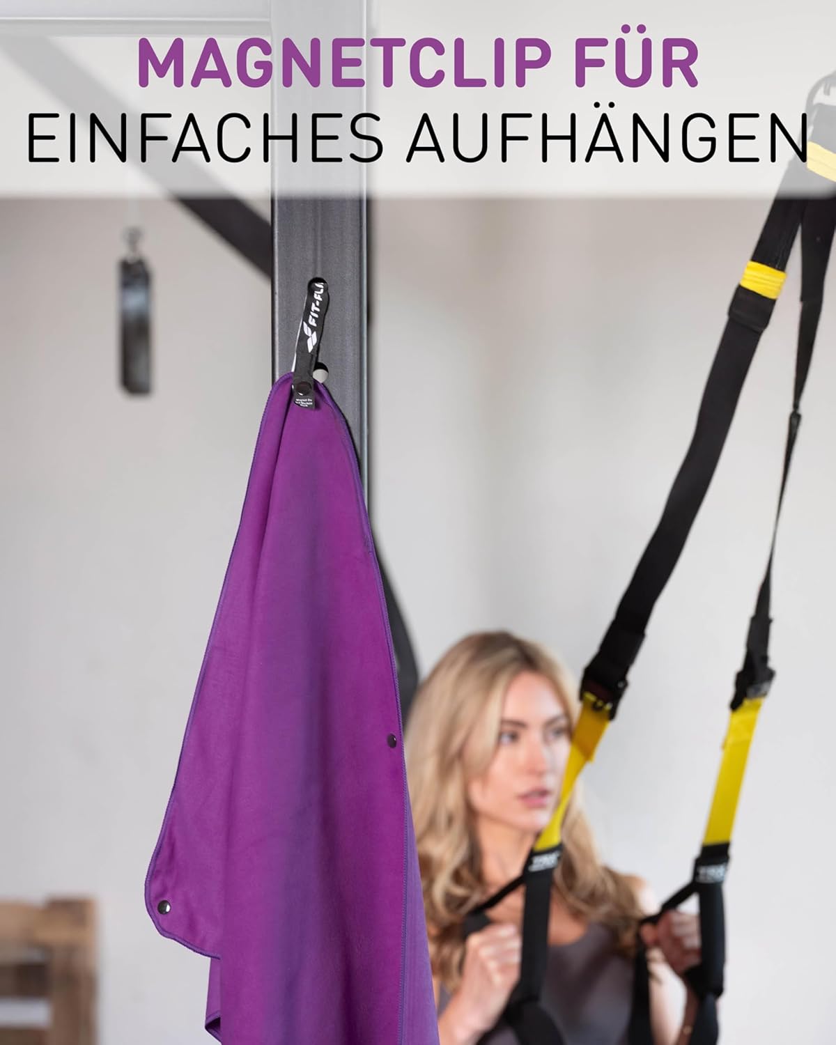 Thumbnail 4 de Fit-Flip Fitness Handtuch aus Mikrofaser – Magnetclip und Reißverschluss-Tasche