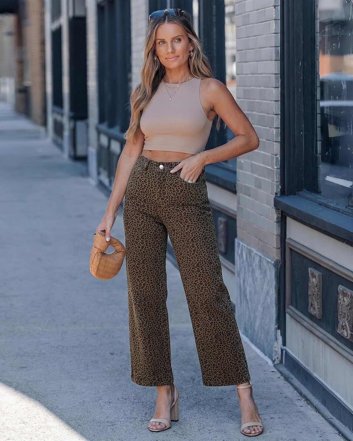 Thumbnail 5 de luvamia Wide Leg Jeans for Women: High-Waisted Leopard Print Denim, Ankle-Length with Pockets