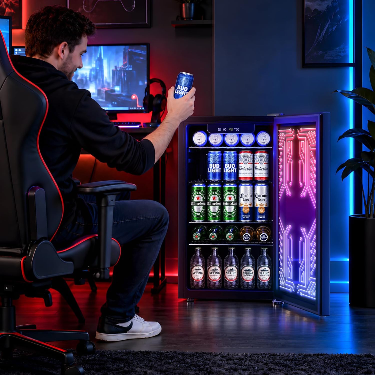 Thumbnail 6 de Antarctic Star JC-90VEL-F Gaming Beverage Refrigerator, 3.2 Cu. Ft. with RGB Lighting