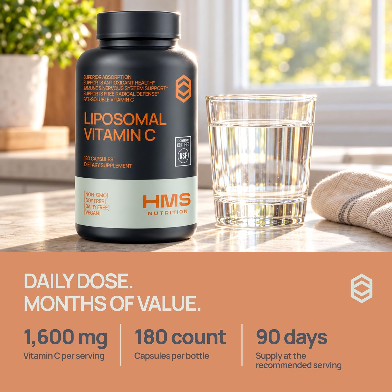 Detalle de HMS Nutrition Vitamin C Capsules 1600 mg