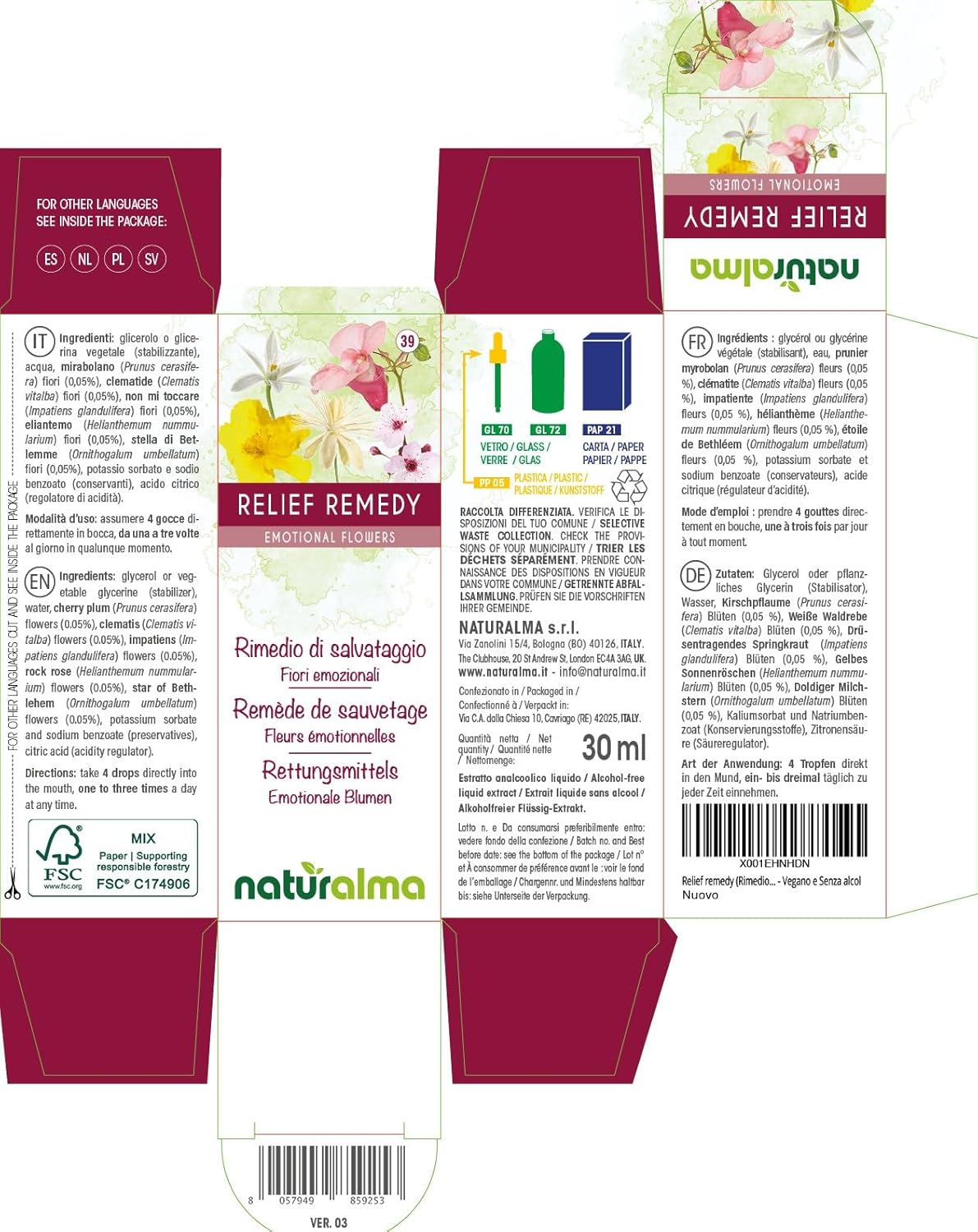Thumbnail 1 de Relief remedy: Rimedio di salvataggio Naturale in gocce 30 ml (alcool free) di Naturalma