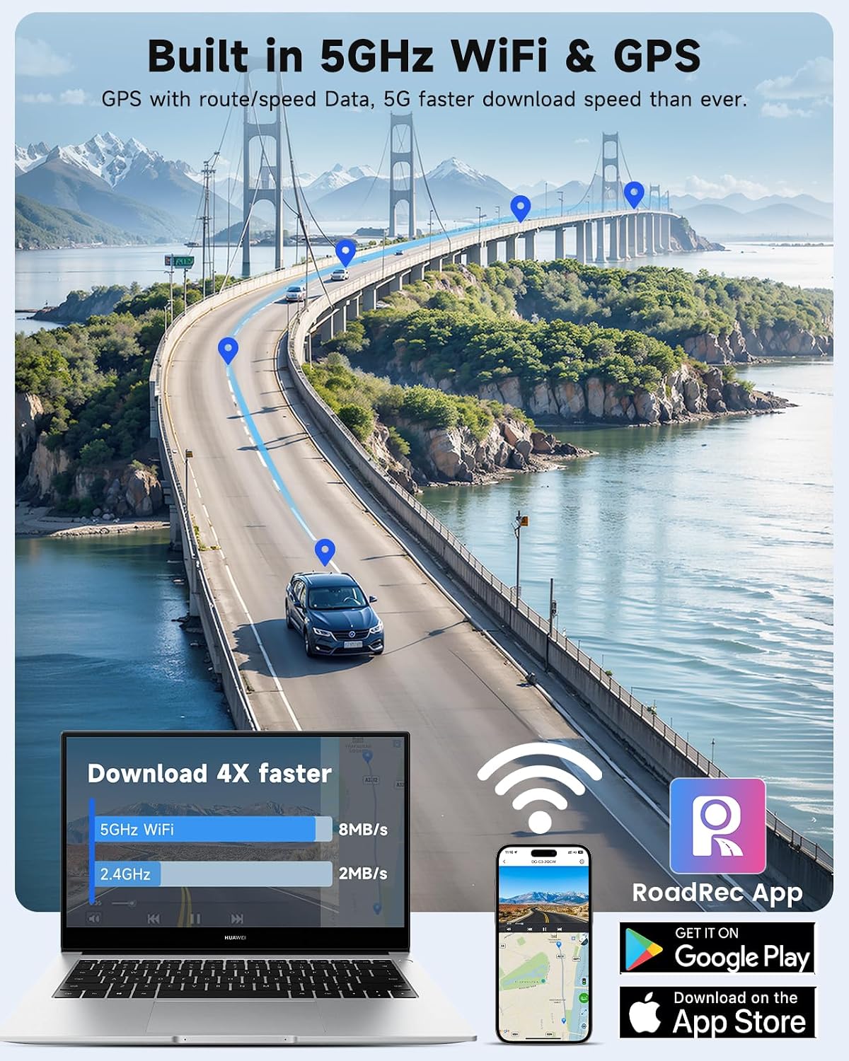 Detalle 2 de SARMERT 4K 3 Channel Dash Cam 64GB