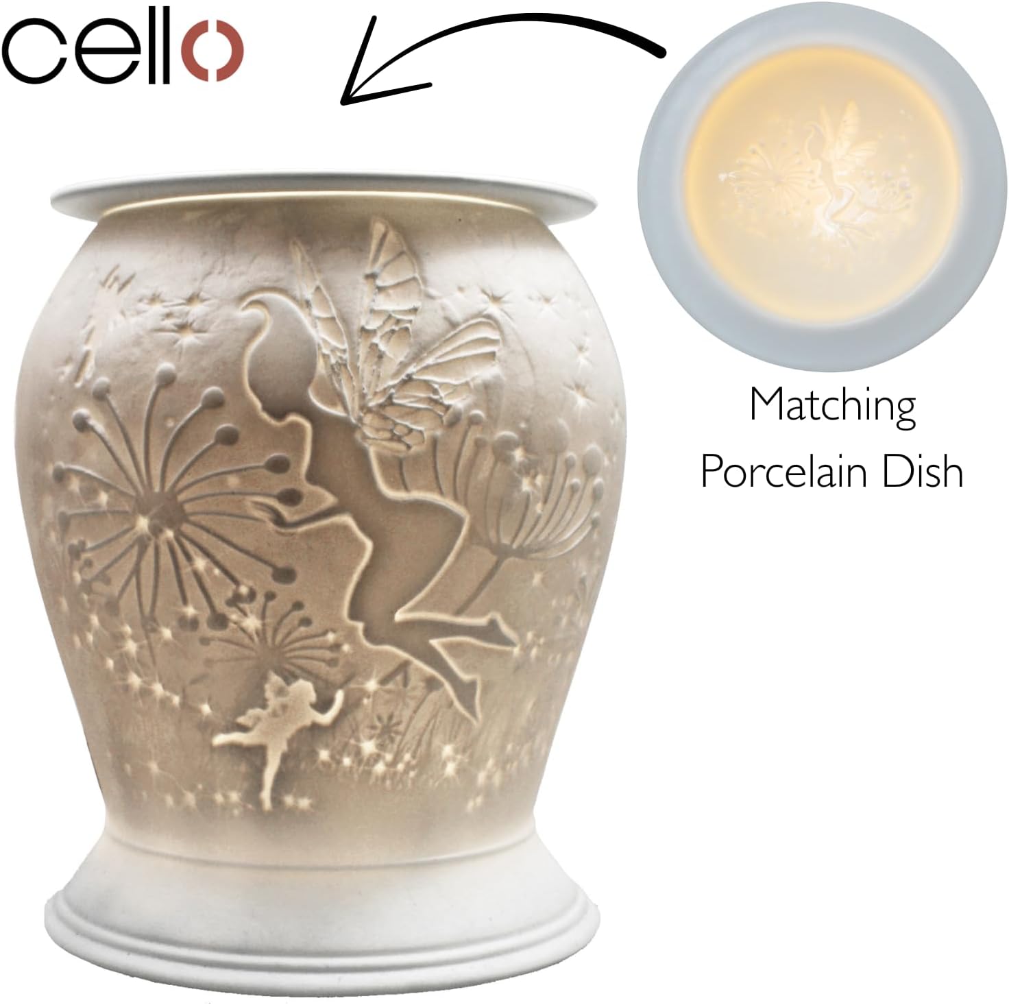 Thumbnail 3 de Cello Porcelain Barrel Electric Wax Melt Burner with 3D Lithophane Projection (Fairy Tale Pattern)