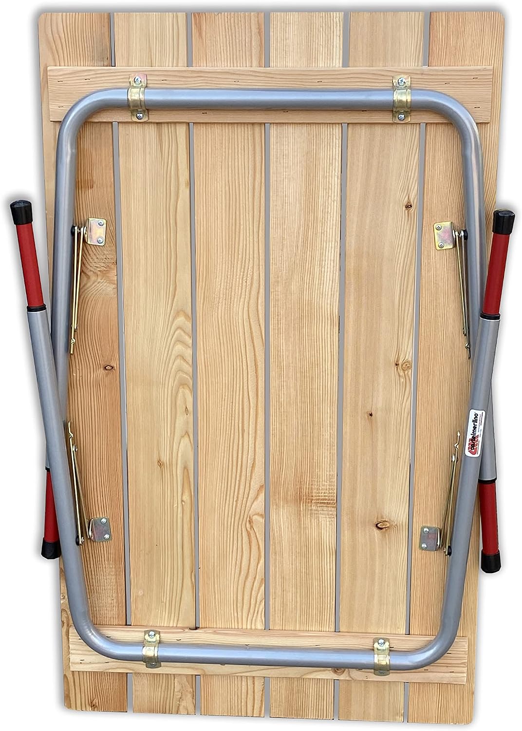 Detalle 2 de Castelmerlino 028T campingtafel 100 x 60 cm met larikshouten blad, inklapbaar
